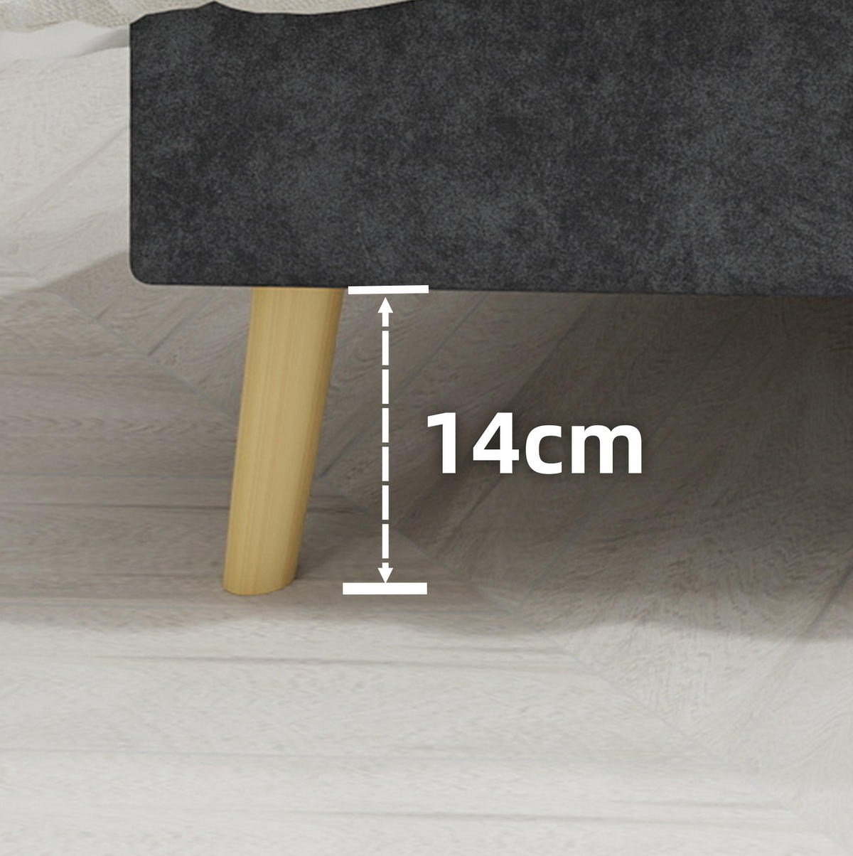 ČALOUNĚNÁ postel 160/200 cm šedá z sametu s prošívaným čelem a dřevěnými nohami - šedá, textil (160/200cm) - OKWISH