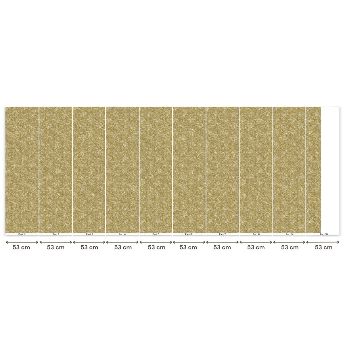 TAPETE - Fächer - Geometrisch - Grün - 500x200 cm - Goldfarben, Papier (500/200cm) - OnlyWow