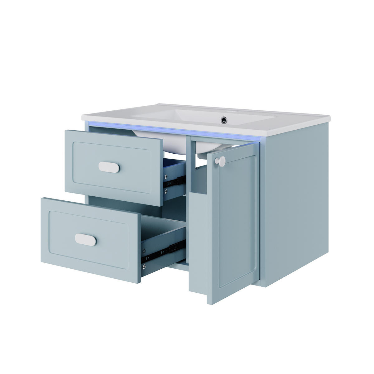 BADEZIMMERSCHRANK Blau 76/46/51 cm - Blau, Holz (76/51/46cm) - PANGIVO