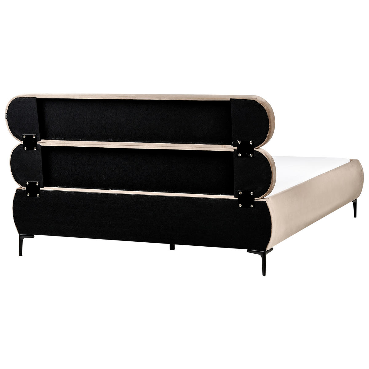 BETT mit Lattenrost 160/200 cm Taupe Lessay - Taupe/Schwarz, Textil (160/200cm) - Beliani