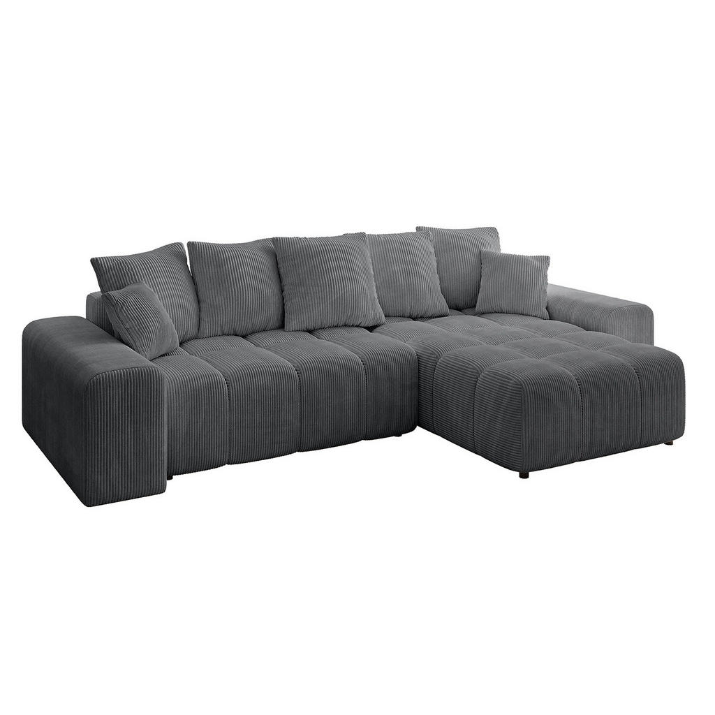 ALTDECOR ROHOVÁ SOFA s otomanem vpravo ENIL-L 297x189x68 tmavě šedý manšestr