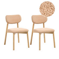ESSZIMMERSTUHL 2er-Set Bouclé Hellbraun/Beige Mills - Hellbraun, Textil (50/80/58cm) - Beliani