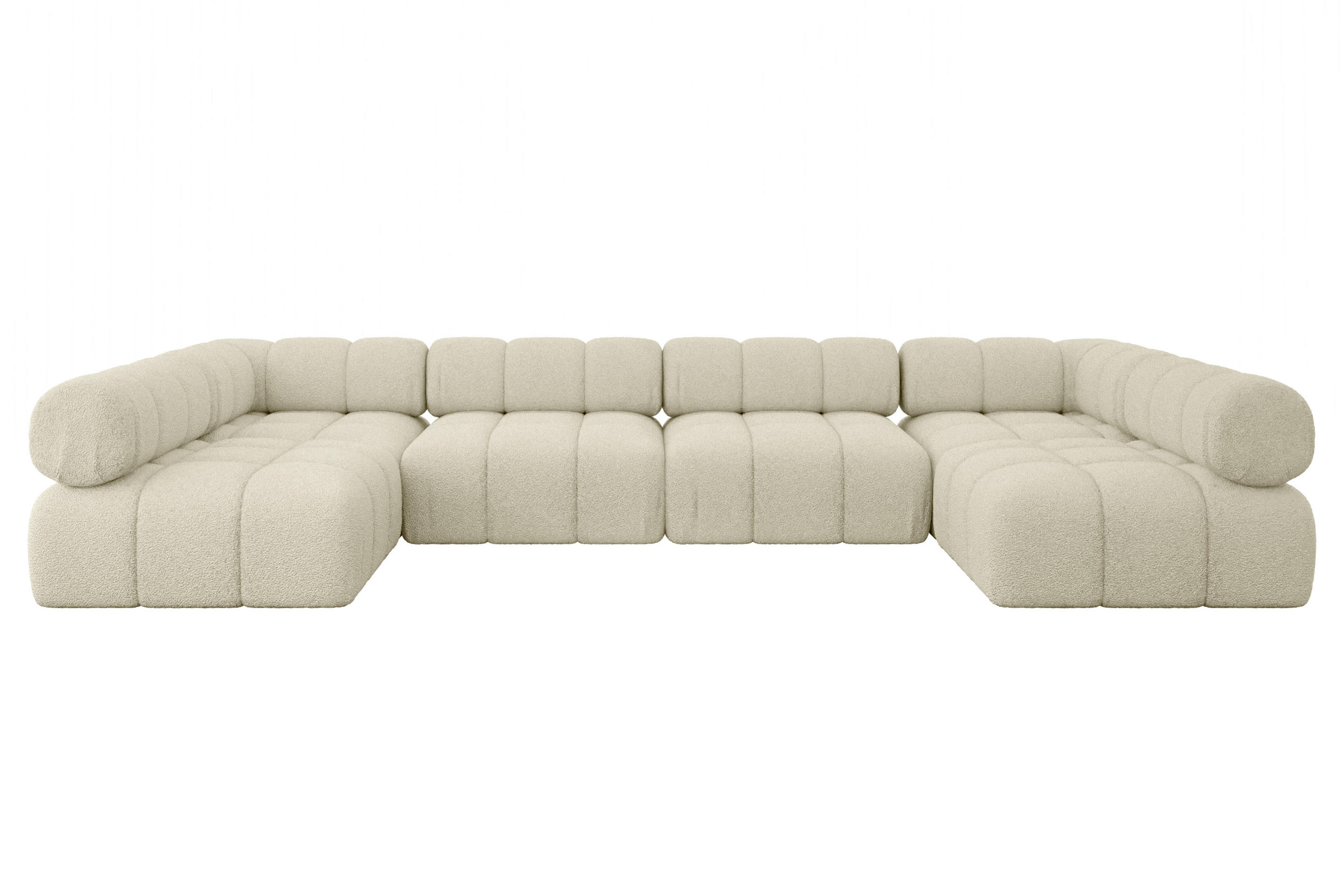 WOHNLANDSCHAFT modulares Sofa Garvo-U2 - 380x190x70 cm Beige Bouclé - Beige, Holzwerkstoff/Textil (380/70/190cm) - ALTDECOR