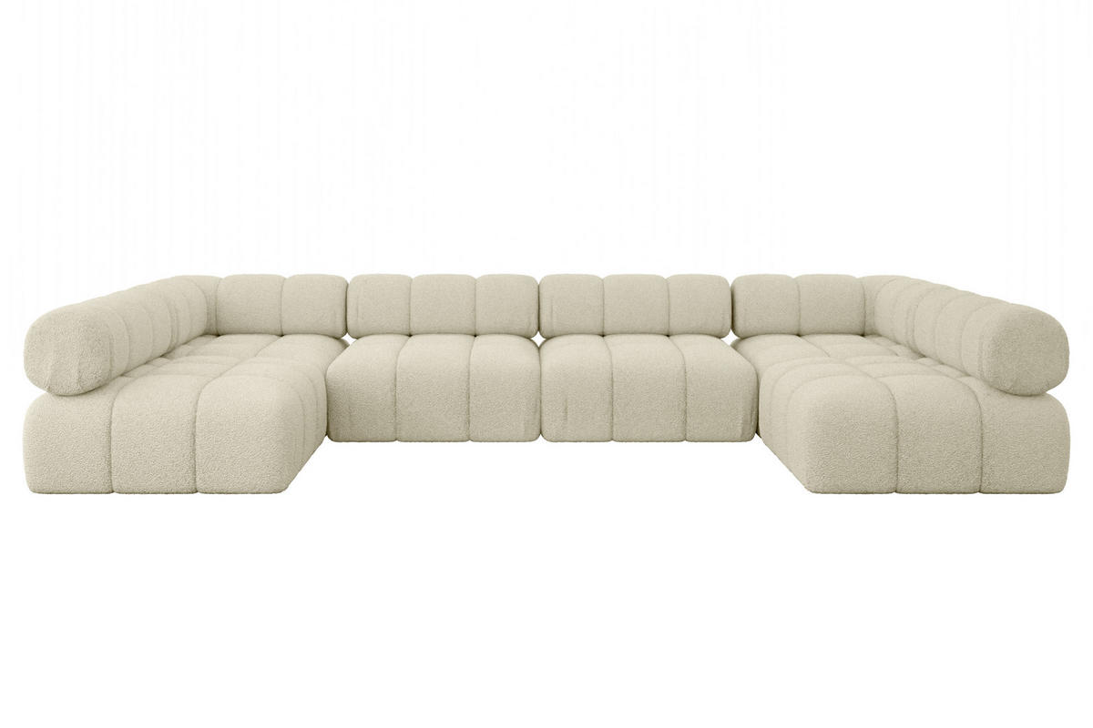 WOHNLANDSCHAFT modulares Sofa Garvo-U2 - 380x190x70 cm Beige Bouclé - Beige, Holzwerkstoff/Textil (380/70/190cm) - ALTDECOR