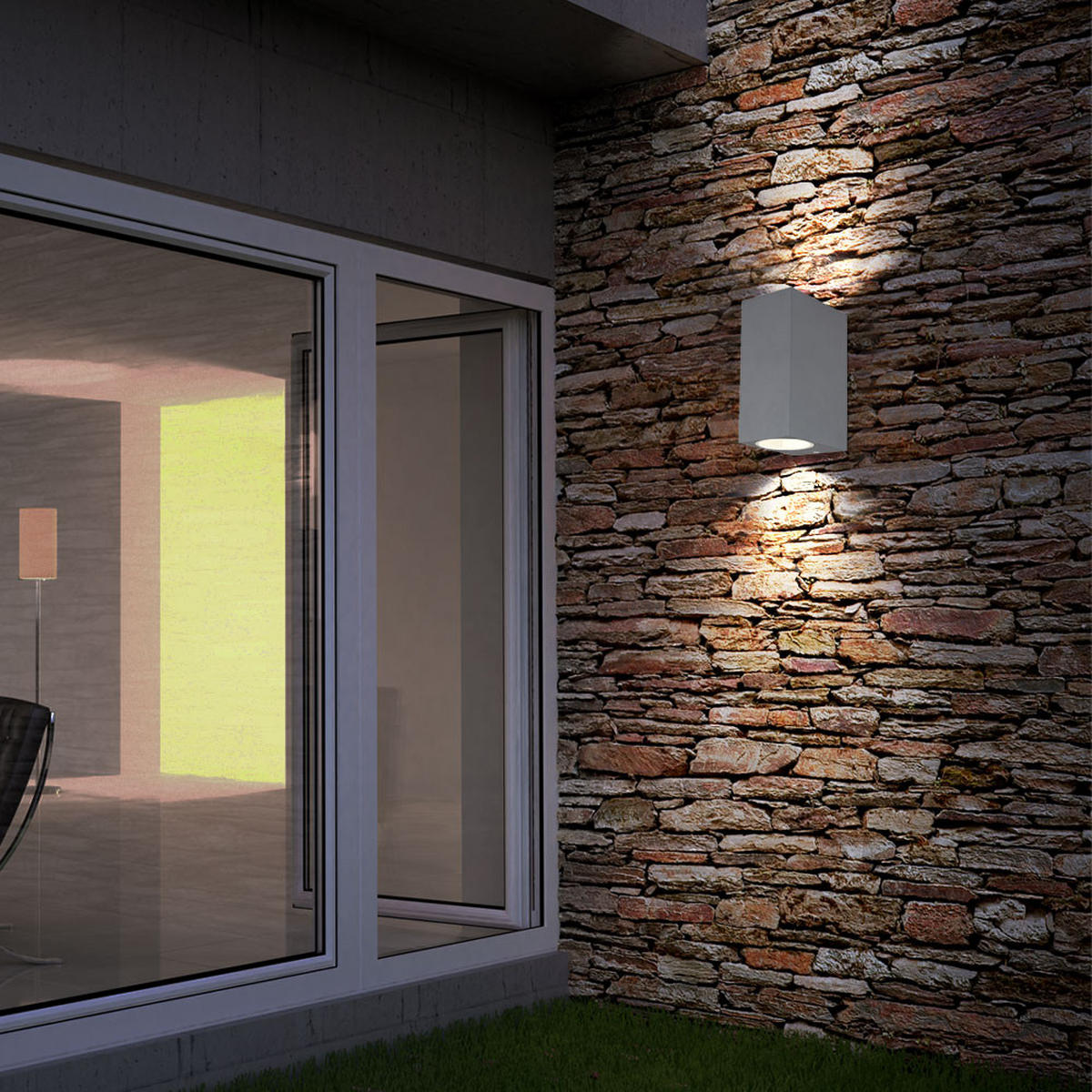 WANDLEUCHTE Aluminium Druckguss Anthrazit - Anthrazit, Glas (6.8/15/9.2cm) - Globo Lighting