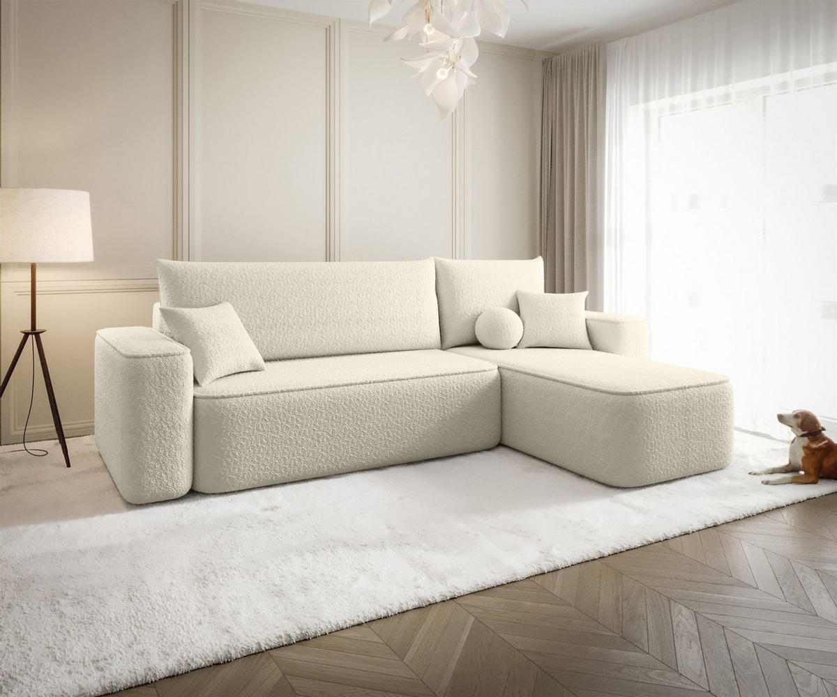 ECKSOFA Agepo Stoff Quelle - Beige, Holzwerkstoff/Textil (250/150cm) - Fun Möbel