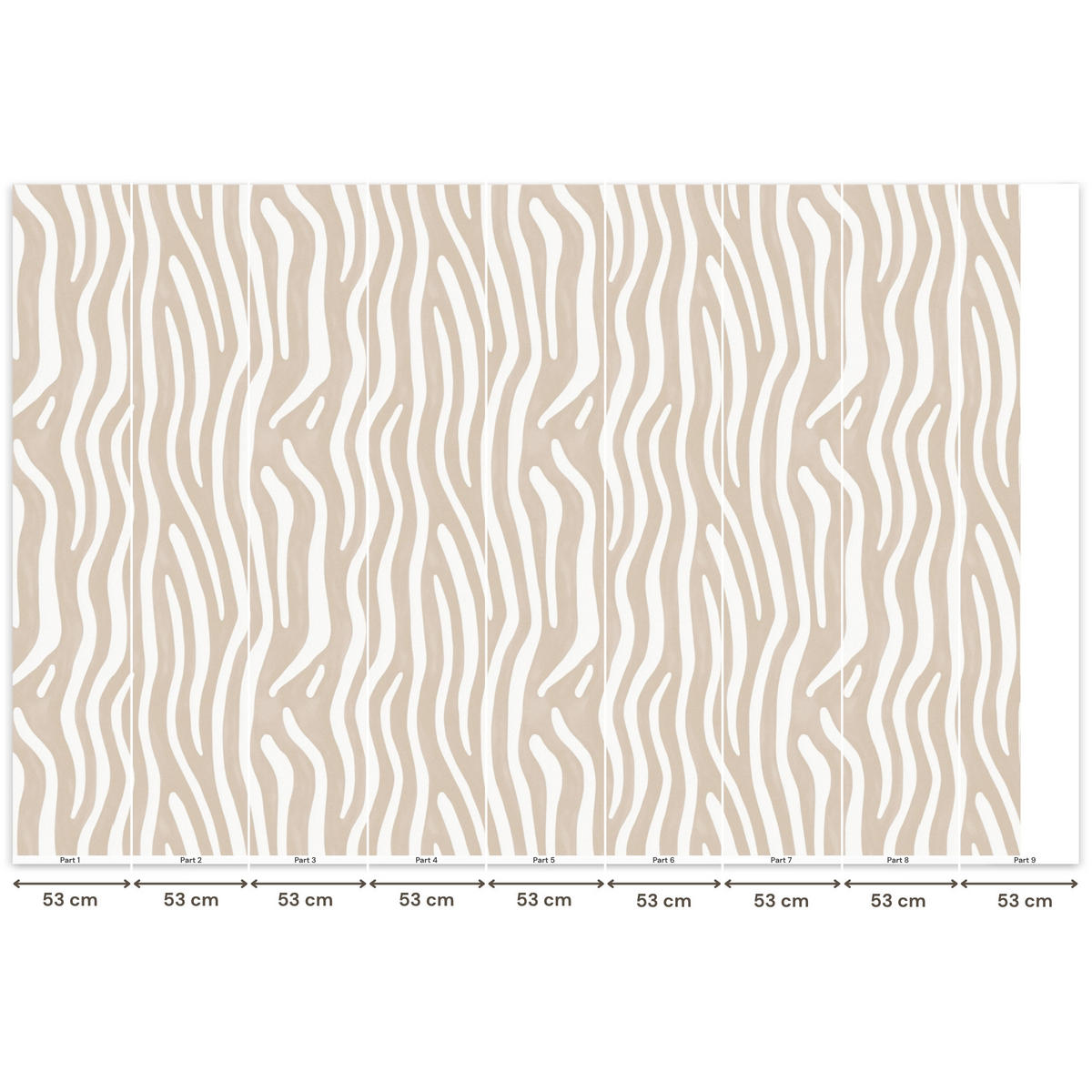 TAPETE - Abstrakt - Zebra - Beige - 450x300 cm - Beige, Papier (450/300cm) - OnlyWow