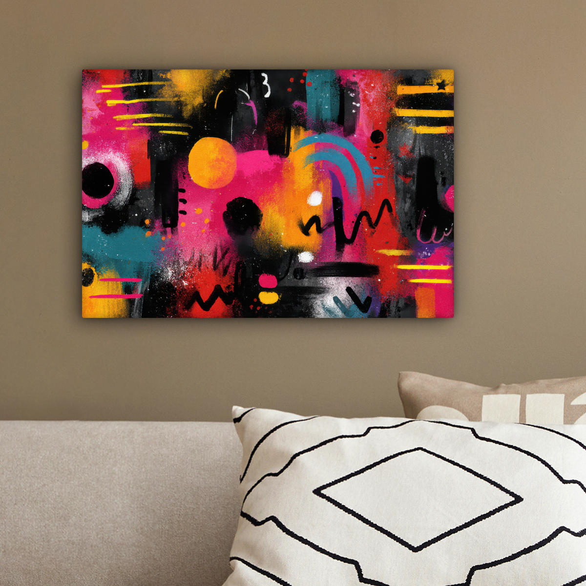 LEINWANDBILD Farbflächen - Formen - Bunt - Abstrakt Deko Schlafzimmer 30x20 cm - Pink, Textil (30/20cm) - MuchoWow