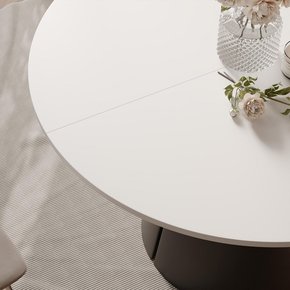 AUSZIEHTISCH BASE 120-196/76 cm, Schwarz / Arktisweiß - Schwarz/Weiß, Holzwerkstoff/Metall (120/120/76cm) - Idohome