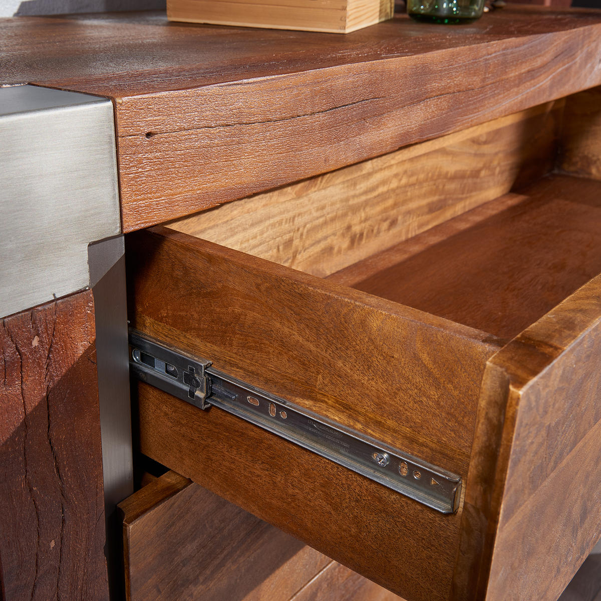 SIDEBOARD Mango 180x45x75 braun lackiert Amsterdam #11 - Braun, Holz (180/75/45cm) - Massivmoebel24
