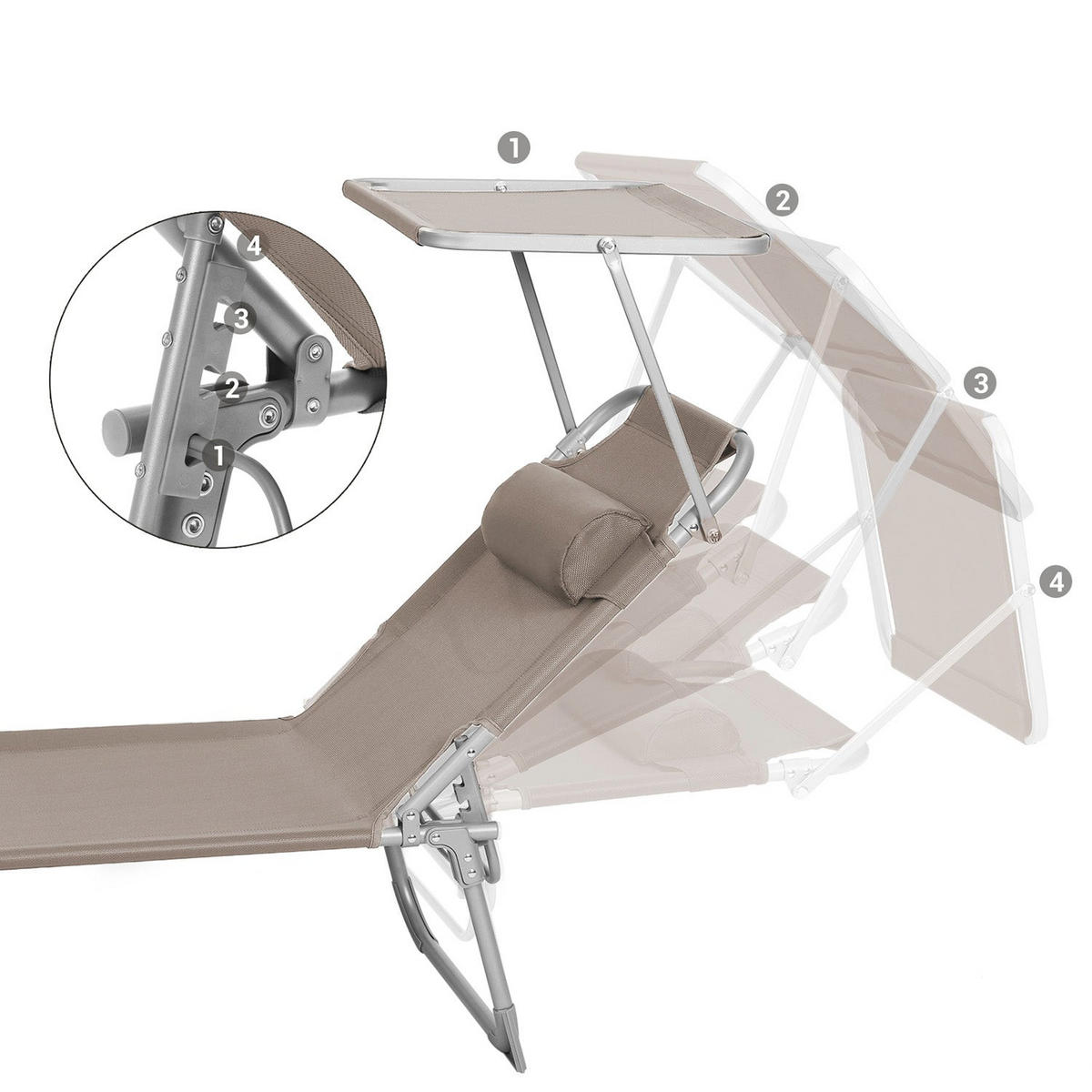 SONNENLIEGE GARTENLIEGE - Taupe, Textil (193/30/53cm) - Hansiro