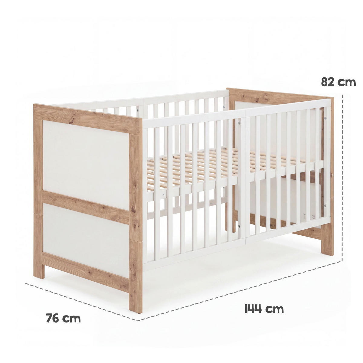 BABYBETT Malo 70 x 140 cm - Weiß, Holzwerkstoff (70/140cm) - Roba