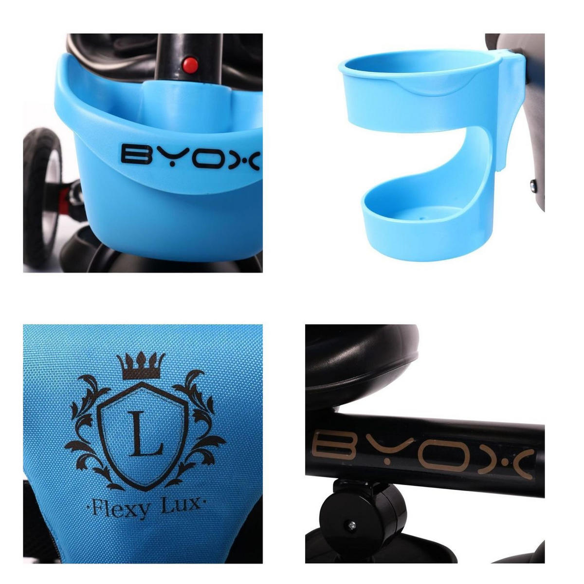 DREIRAD Flexy Lux 3 in 1 blau Tricycle klappbar, Gummireifen, drehbarer Sitz - Blau, Metall (75/52/110cm)