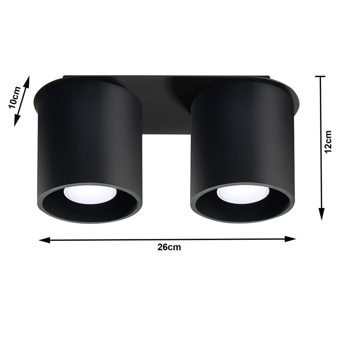 LED DECKENLEUCHTE ORBIS Aluminium Schwarz - Schwarz, Metall (26/10/12cm)