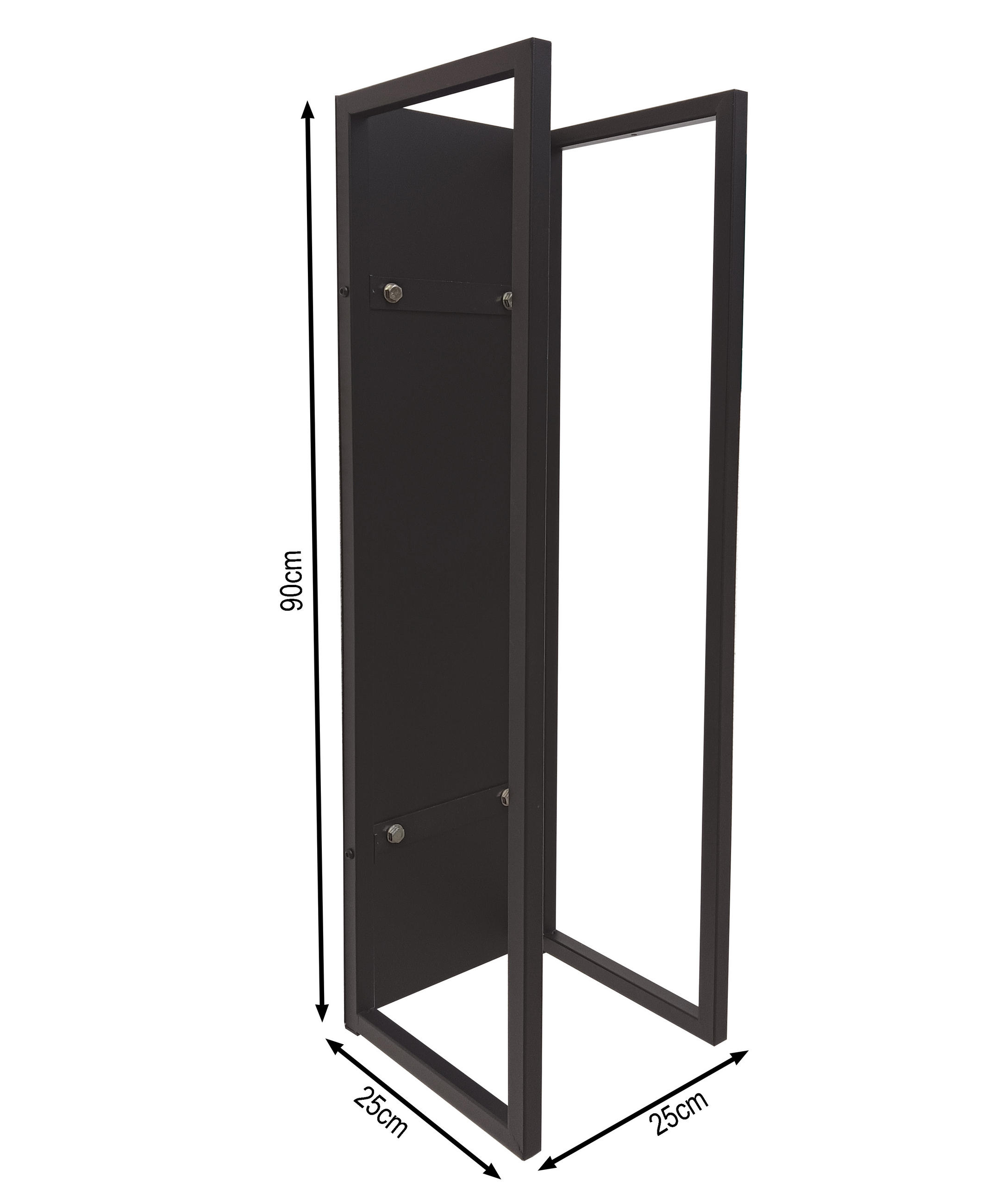 KAMINHOLZREGAL Wand 25x25x90 cm Metall Schwarz - Schwarz, Metall (25/90/25cm) - QUICK STAR