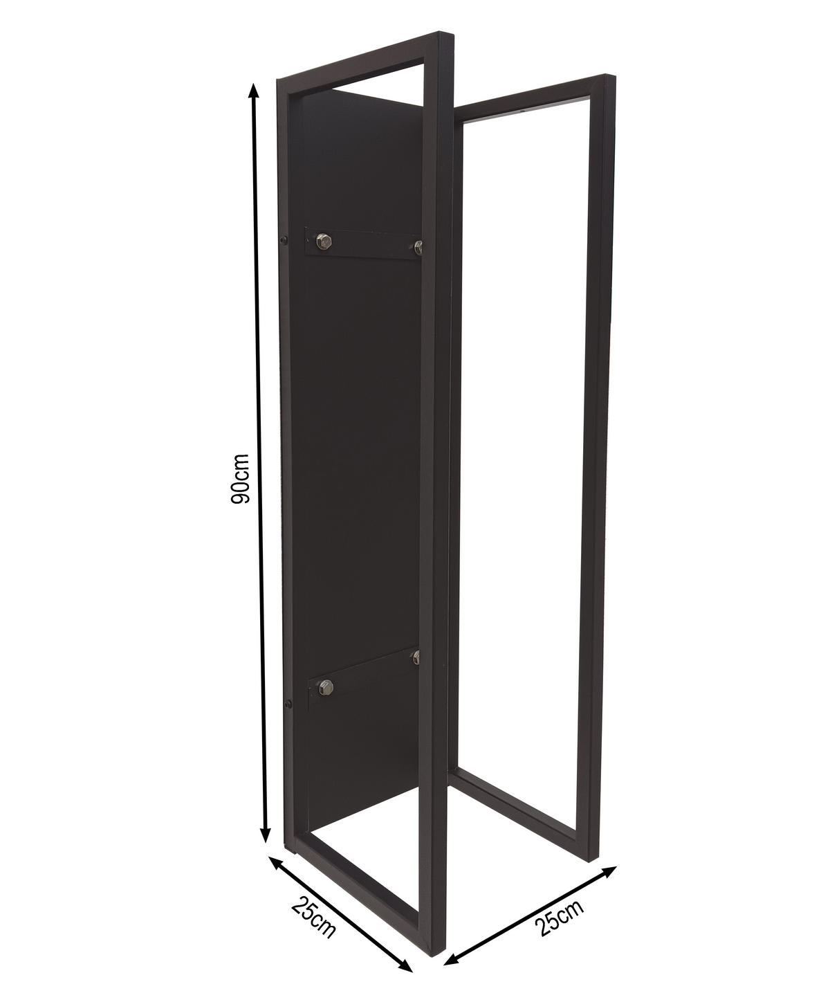 KAMINHOLZREGAL Wand 25x25x90 cm Metall Schwarz - Schwarz, Metall (25/90/25cm) - QUICK STAR