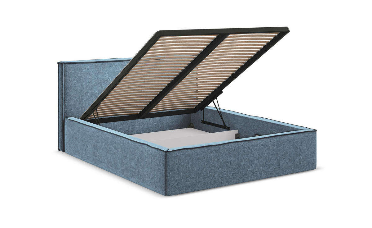 POLSTERBETT mit Bettkasten und Lattenrost 200x228 Orange - Terracotta/Schwarz, Kunststoff/Textil (180/200cm) - Makamii