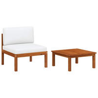 LOUNGEGARNITUR mit Seilrückenlehne und 63 cm Couchtisch, aus Holz und Seil, 2-teiliges Set - Creme, Holz/Textil (65/30/65cm) - vidaXL
