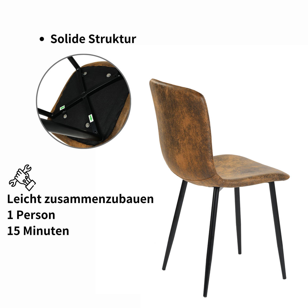 STUHL-SET 4 Stück braun - Schwarz/Braun, Holzwerkstoff/Textil (44/87/54cm) - Urban Meuble