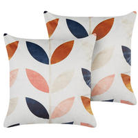 DEKOKISSEN 2er-Set Cremeweiß 45/45 cm Quinoa - Ecru, Textil (45/45cm) - Beliani
