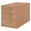 ROLLCONTAINER - mit 3 Schubladen 80/42,8/51,2 cm in Nussbaumfarben Streifengriff (Kunststoff) - Nussbaumfarben, Holzwerkstoff (42.8/51.2/80cm) - bümö