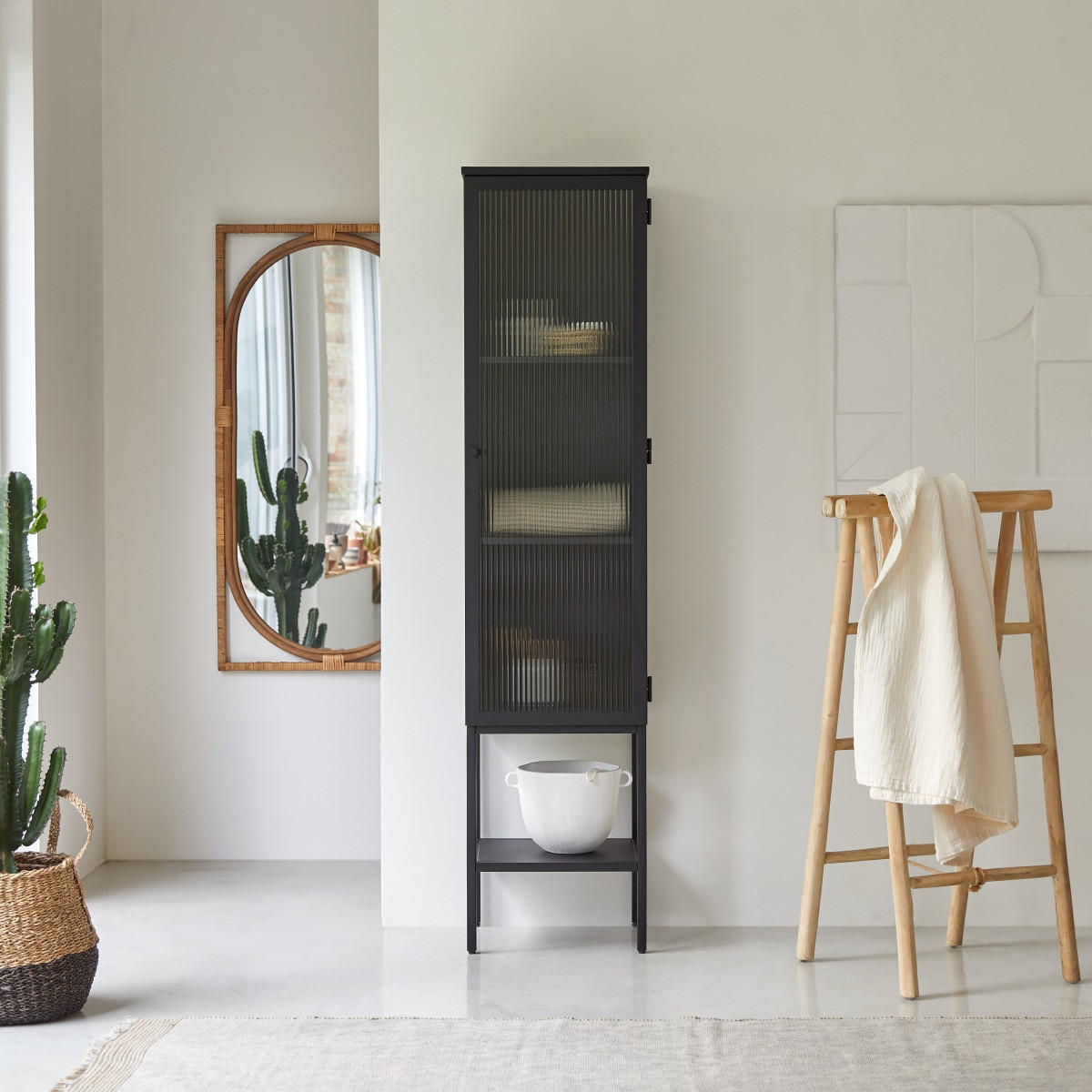 HOCHSCHRANK Antonin Schwarz aus Metall - Schwarz, Metall (41/170/37cm) - Tikamoon