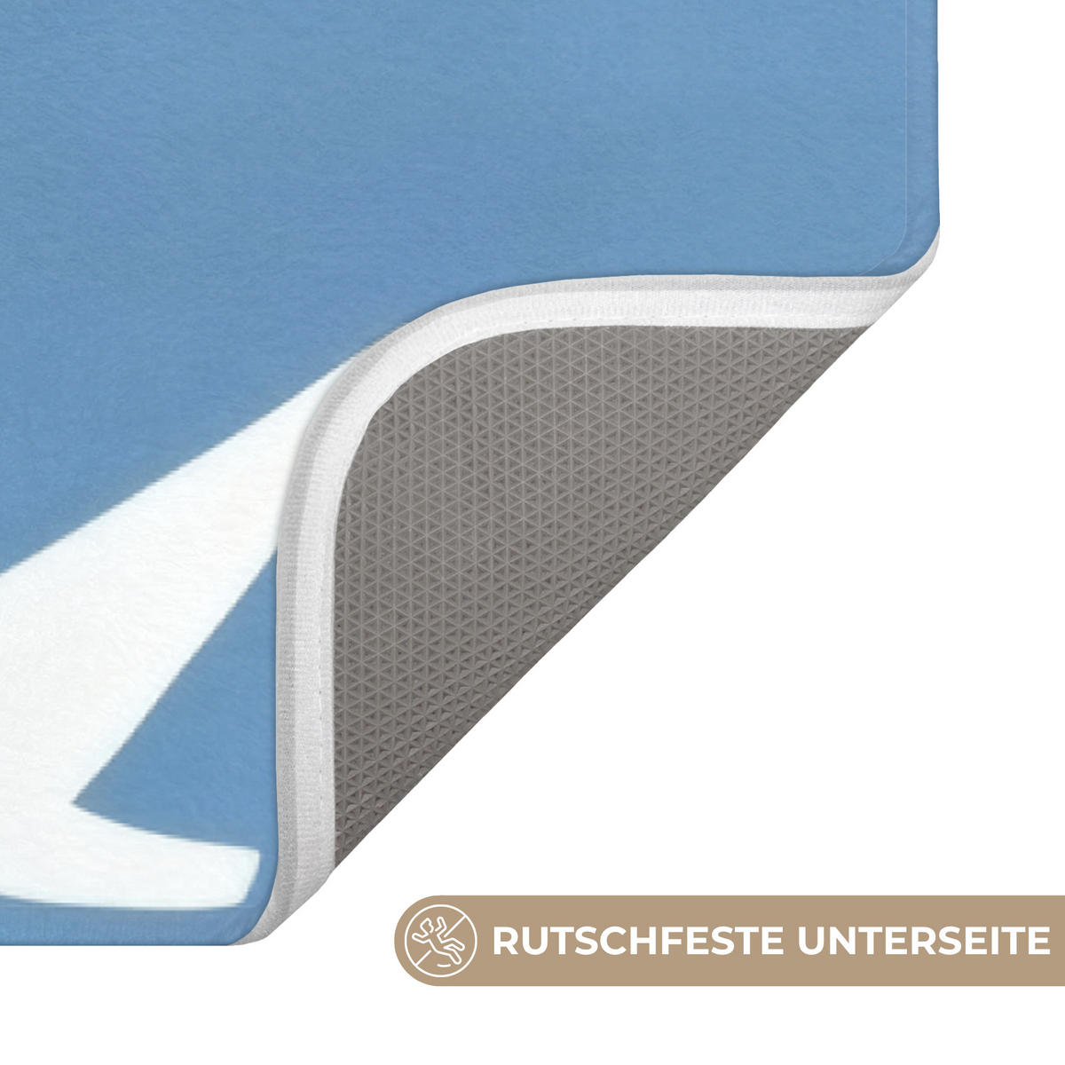 BADEMATTE Vögel - Weiß - Muster 120x60 cm - Blau, Kunststoff/Textil (120/60cm)