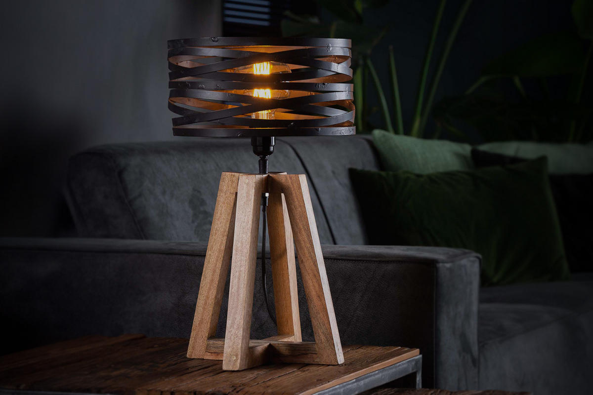 TISCHLAMPE DALIAN Schwarz Holz - Schwarz, Holz (29/29/50cm) - KAWOLA