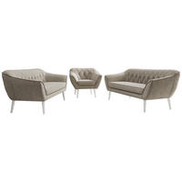 SEDACIA ZOSTAVA 3+3+1 PIRS - Sivobéžová Štruktúrovaná látka - Biele nohy - biela/sivobéžová, kompozitné drevo/textil (180/75/74cm) - MKS