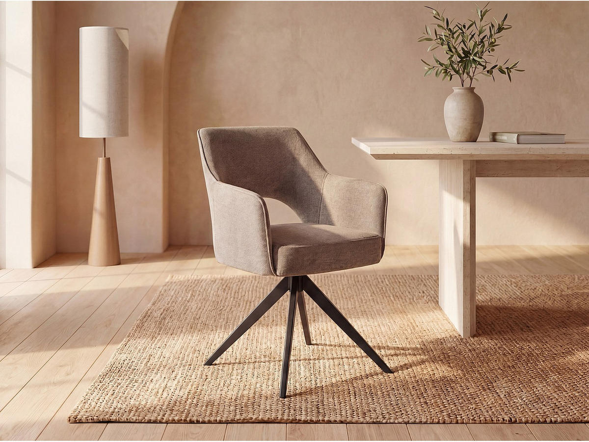 STUHL - 58 cm x 59 cm - Stoff - Taupe - KONYA - Taupe, Textil (58/84/59cm) - Vente-Unique