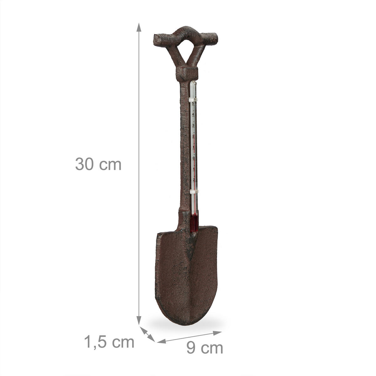 VONKAJŠÍ teplomer - tmavohnedá, kov/sklo (9/30cm) - Relaxdays