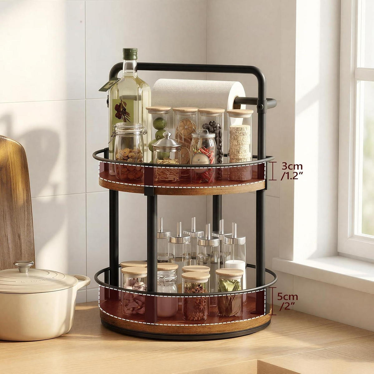 BARHOCKER 2er Set mit Gewürzregal Vintagebraun und Schwarz - Multicolor, Holzwerkstoff (30/94/38cm)