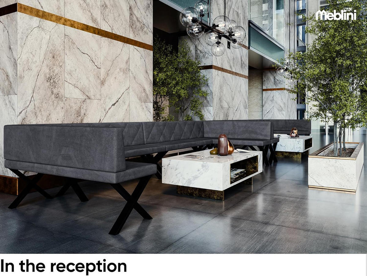 ECKBANK ERIC_X - Dunkelgrau, Textil (142/196cm) - Meblini