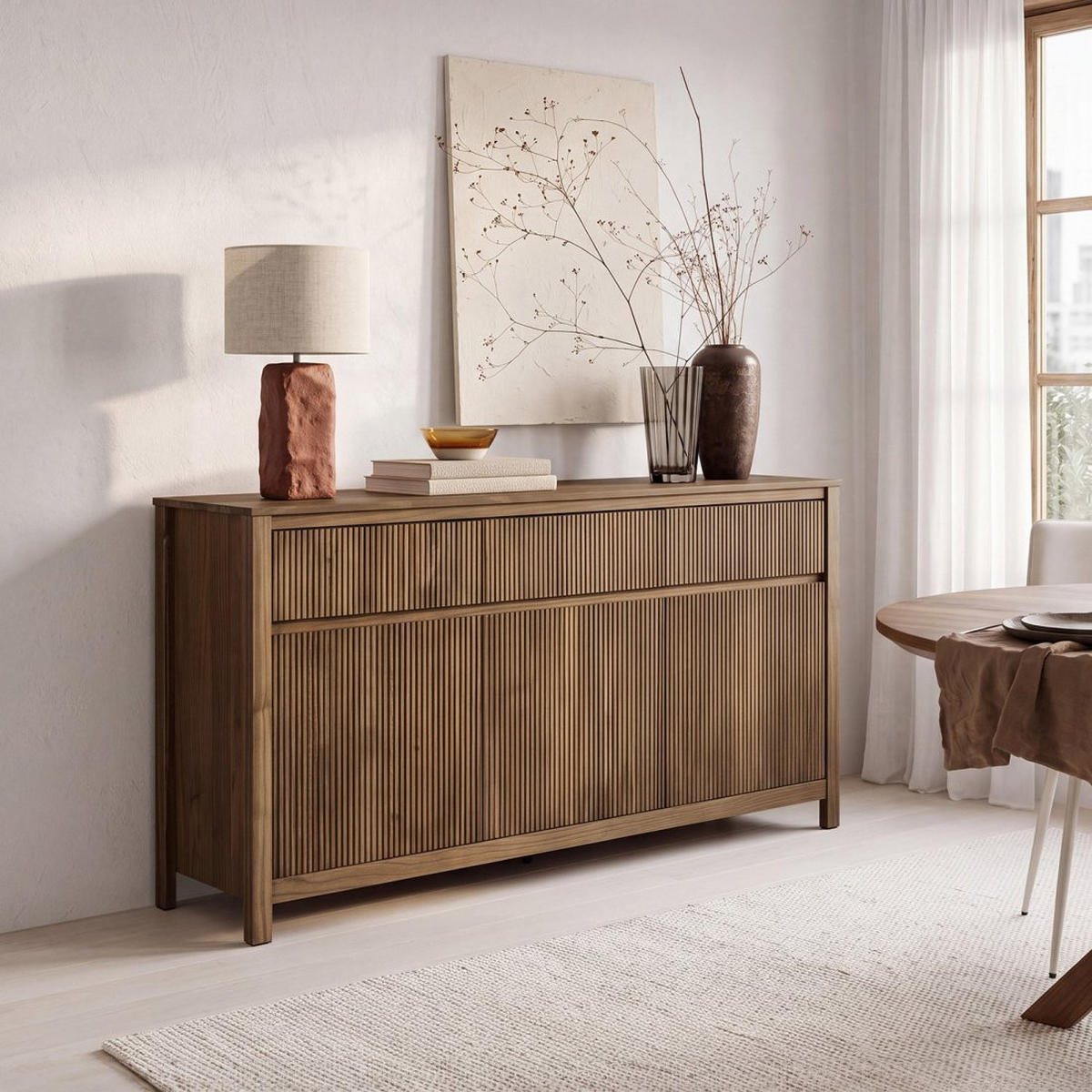 ANRICHTE NIEDRIGE Hanne Walnuss 150 cm x 85 cm - Walnussfarben, Holz (150/85/39cm) - Klast Home