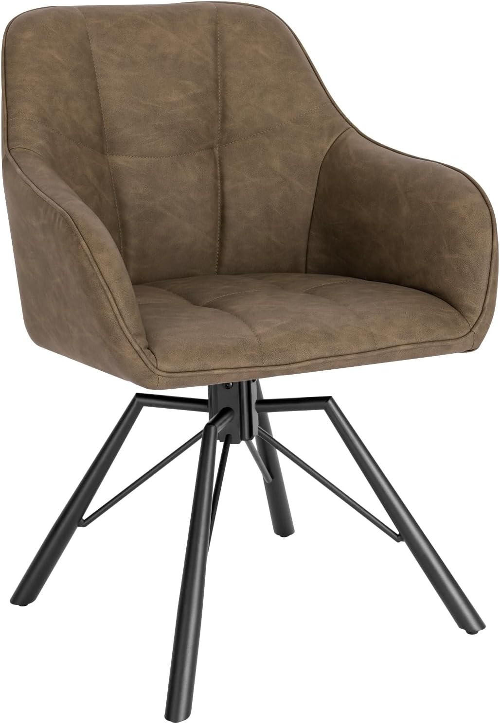 ESSZIMMERSTUHL drehbar, Kunstlederbezug, Braun - Schwarz/Braun, Kunststoff/Metall (57/82.5/50cm) - Woltu