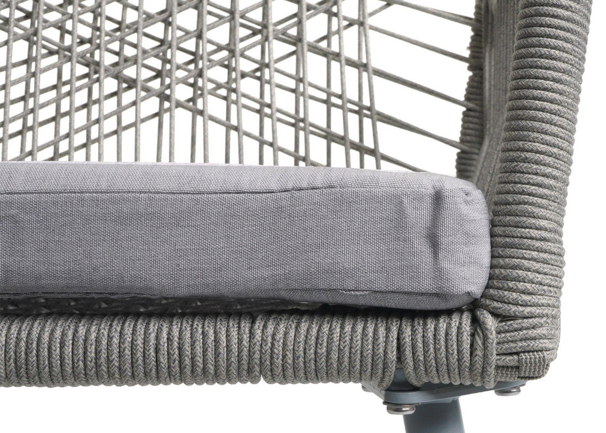 GARTENSTUHL 2er-Set 81x54x62cm Aluminium Seilgeflecht Rope Grau - Grau, Metall (54/81/62cm) - PROREGAL