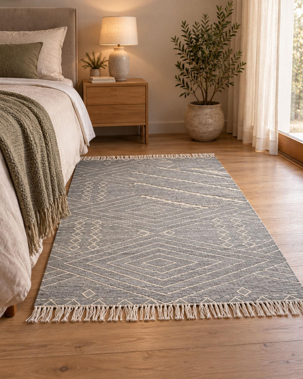 KURZFLOR-TEPPICH Khenifra 150/80 cm - Grau, Textil (80/150cm) - Beliani