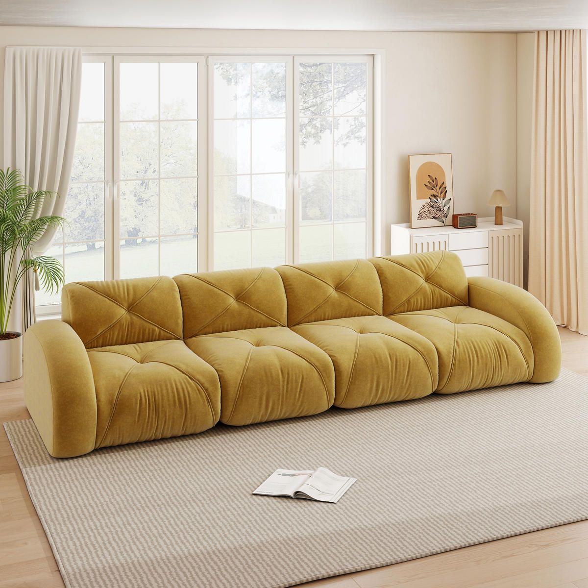 POHOVKA bez rámu zo ženilky v žltej farbe - žltá, textil (95/76/358cm) - Flora Grace