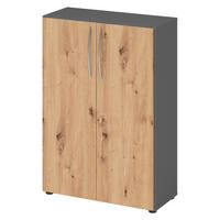 AKTENSCHRANK - 3 Ordnerhöhen 35/80/114,4 cm in Graphitfarben/Wildeiche - Wildeiche/Graphitfarben, Holzwerkstoff (80/114.4/35cm) - bümö