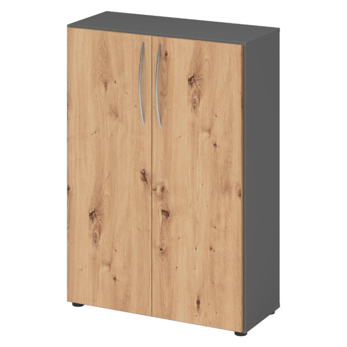 AKTENSCHRANK - 3 Ordnerhöhen 35/80/114,4 cm in Graphitfarben/Wildeiche - Wildeiche/Graphitfarben, Holzwerkstoff (80/114.4/35cm) - bümö