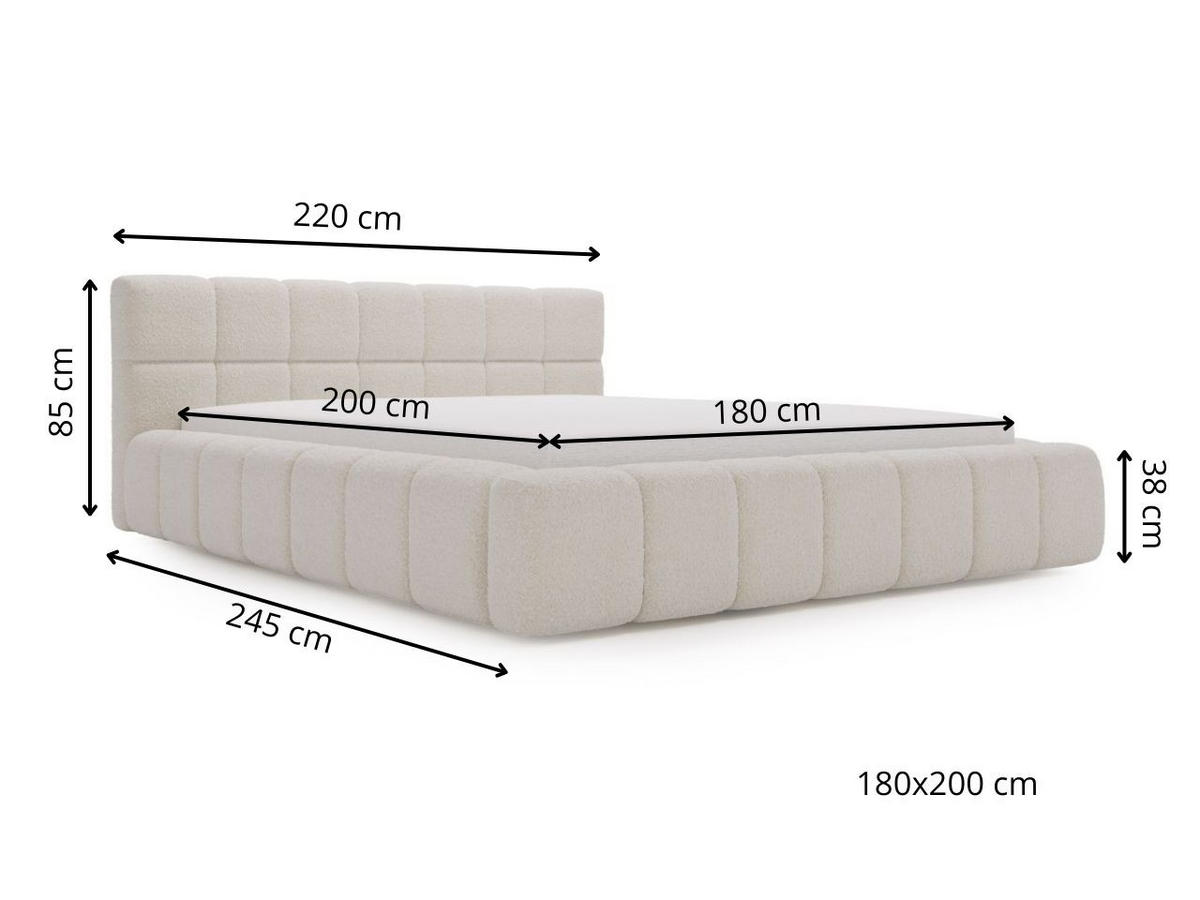 POLSTERBETT Alicante Bouclé-Stoff 180x200 Braun - Braun, Textil (180/200cm) - Graingold