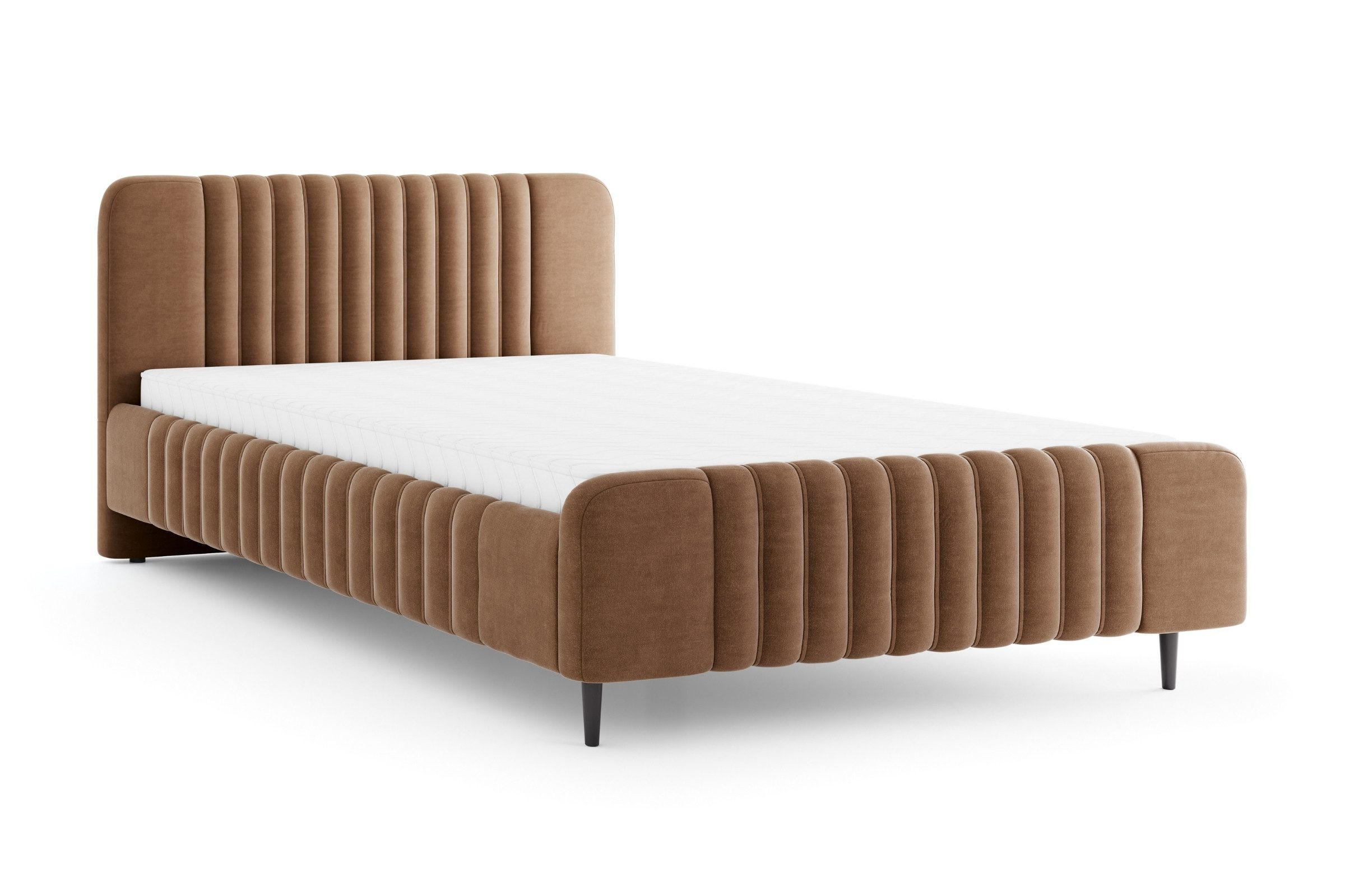 POLSTERBETT AURO 12 140/200 cm in Velours Braun - Braun, Holzwerkstoff (140/200cm) - Deine Möbel 24