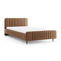 POLSTERBETT AURO 12 140/200 cm in Velours Braun - Braun, Holzwerkstoff (140/200cm) - Deine Möbel 24