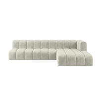 ECKSOFA Modulares In L-Form, Velvet-Stoff Riviera, Ecru, Rechts, GRAND 295 cm - Creme, Holz (295/179cm) - Kaiser Möbel