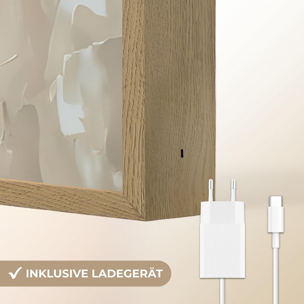 NÁSTĚNNÁ LAMPA S AKUMULÁTOREM Žena - malba - abstraktní - béžová - moderní 90x60 cm - světle hnědá, kompozitní dřevo (90/60/8cm) - OnlyWow