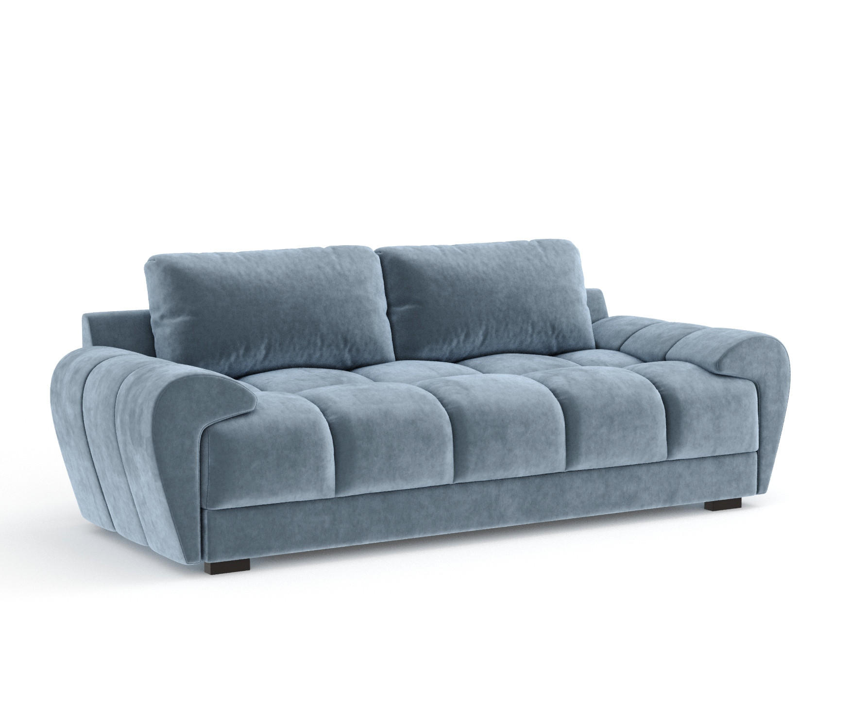3-SITZER SOFA Peebles Blau Samtstoff - Blau/Schwarz, Holz/Holzwerkstoff (244/90/101cm) - Maison de Reve