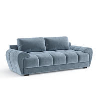 3-SITZER SOFA Peebles Blau Samtstoff - Blau/Schwarz, Holz/Holzwerkstoff (244/90/101cm) - Maison de Reve