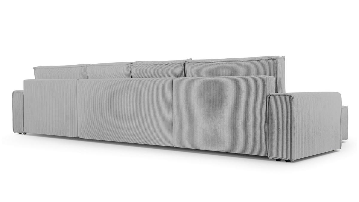 WOHNLANDSCHAFT Cedria Hellgrau 389/145/85 cm mit Schlaffunktion - Hellgrau/Schwarz, Kunststoff/Textil (389/85/145cm) - AX Living