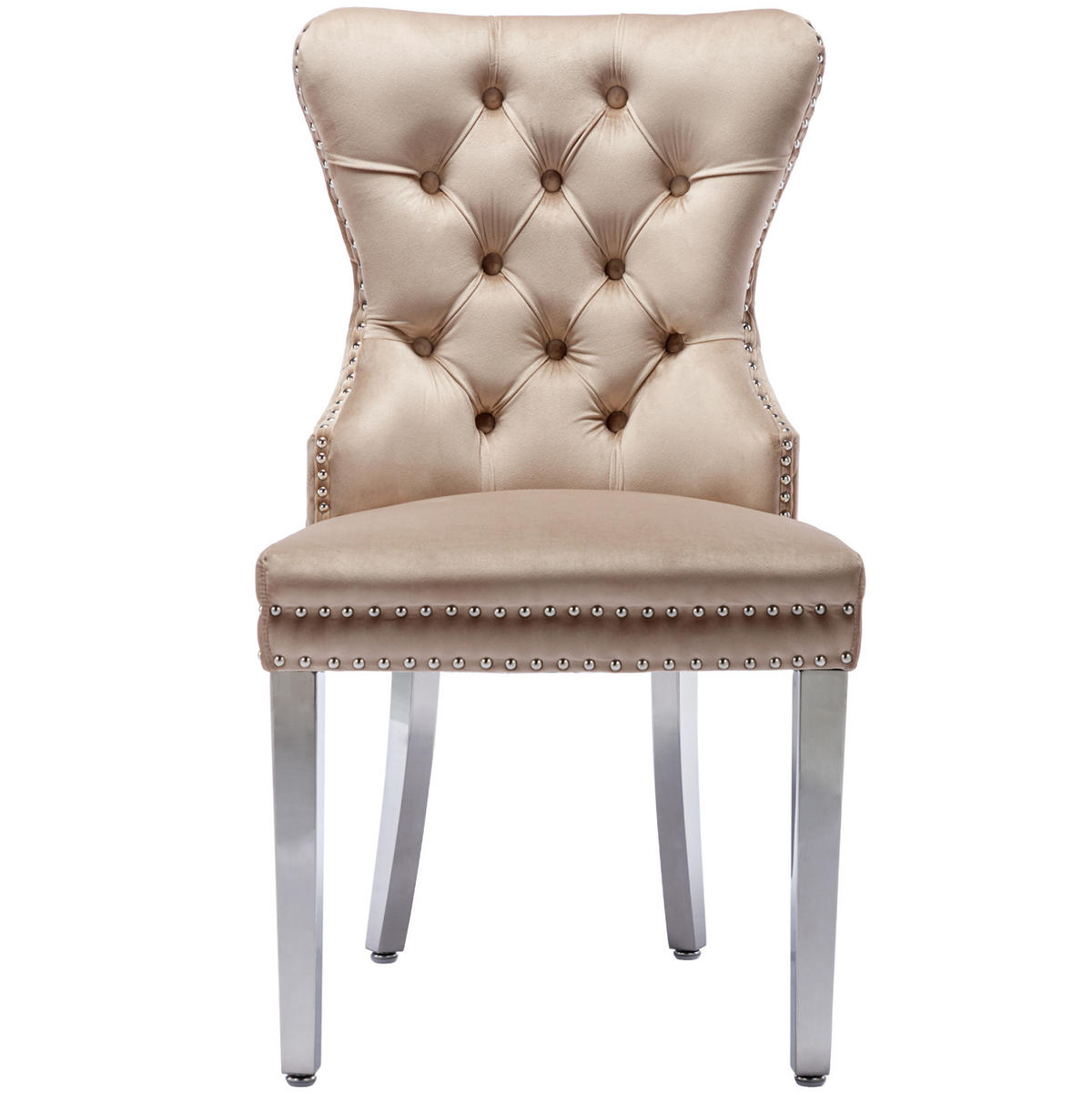 ESSZIMMERSTUHL gepolstert ca. 62,5 x 94,5 cm Samt Beige 6er-Set - Beige, Metall (62.5/94.5/53.2cm) - Meubliv