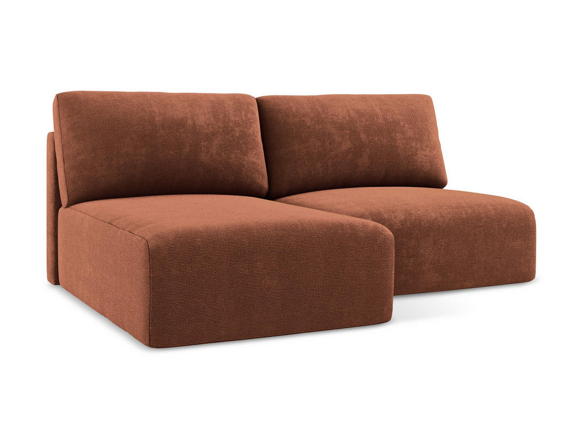 ECKSOFA mit Schlaffunktion links Chenille Stoff Orange - Terra cotta/Schwarz, Kunststoff/Textil (149/210cm) - Makamii